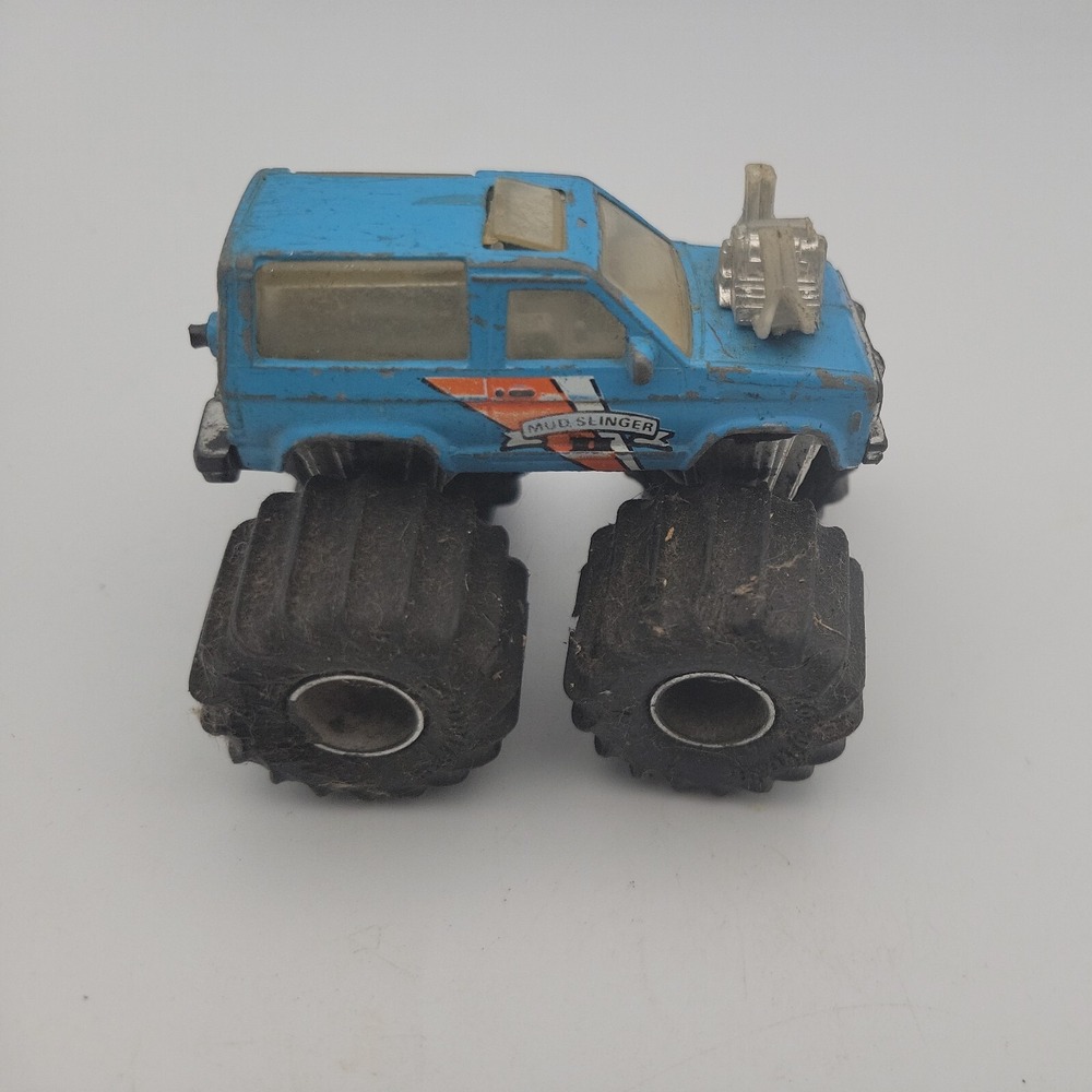 Vintage Matchbox Mud Slinger 1987 Blue Monster Truck Goodyear Tires Ford Bronco